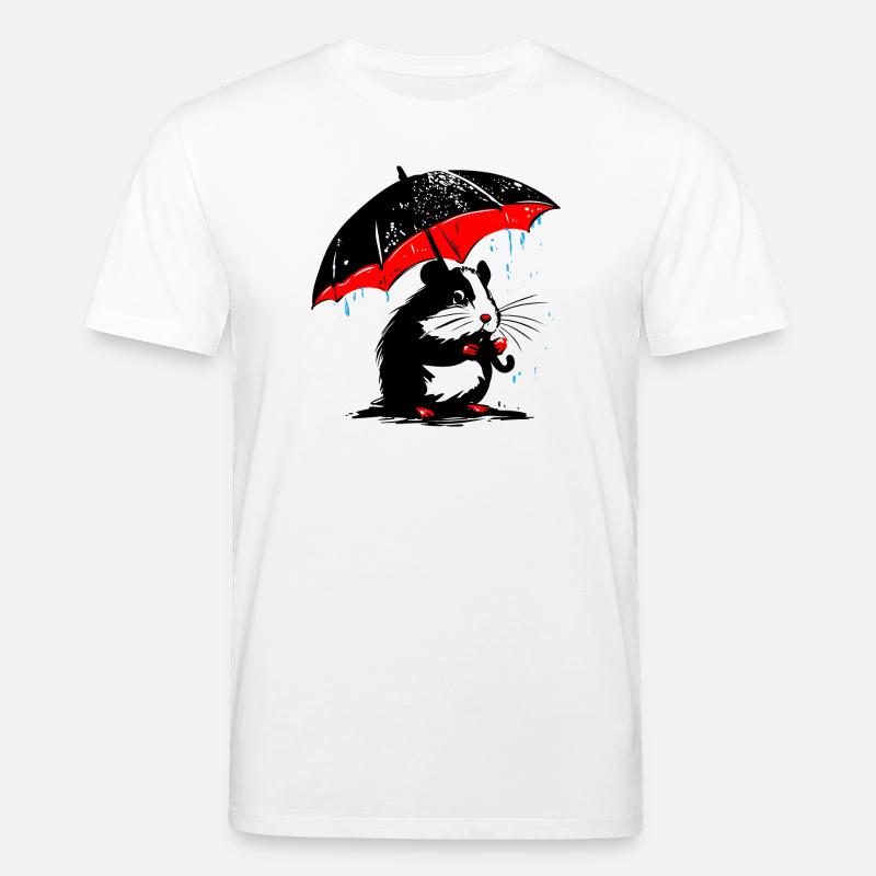 Hamster mit Regenschirm – Schmuddelwetter - Stanley/Stella Unisex Bio-T-Shirt CREATOR  - Weiß
