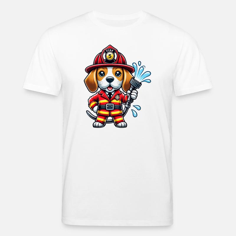 Design de pompier Beagle - T-shirt bio CREATOR Stanley/Stella Unisexe - blanc