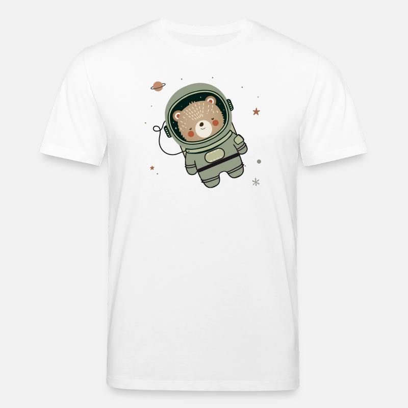 Ours astronaute mignon dans l’espace - T-shirt bio CREATOR Stanley/Stella Unisexe - blanc