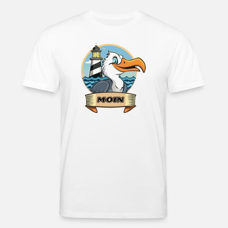 Moin -Möve with lighthouse - Stanley/Stella CREATOR Unisex Organic T-Shirt - white