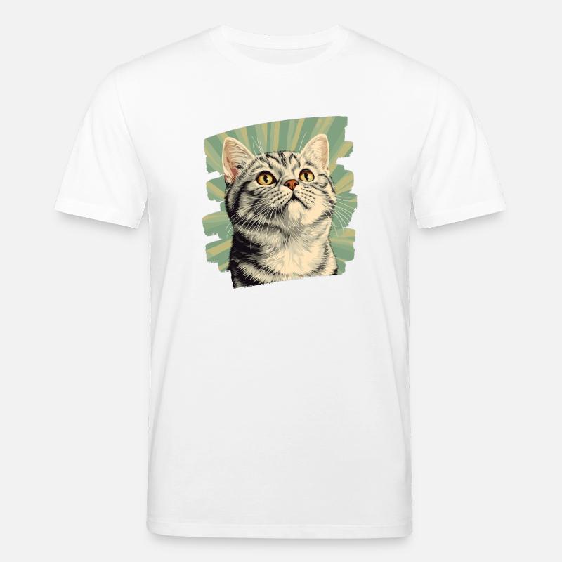 Britisch Kurzhaar Katze Retro - Stanley/Stella Unisex Bio-T-Shirt CREATOR  - Weiß