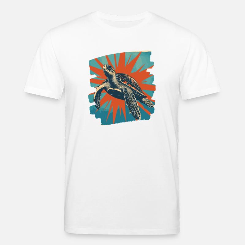 Meeresschildkröte Retro - Stanley/Stella Unisex Bio-T-Shirt CREATOR - Weiß
