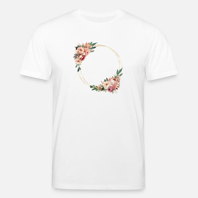Rustikaler Blumen-Kranz, personalisierbar - Stanley/Stella Unisex Bio-T-Shirt CREATOR  - Weiß