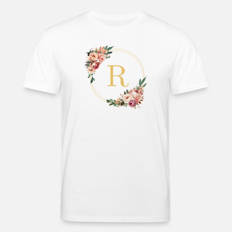 R Monogramm, Blumen-Kranz, personalisierbar - Stanley/Stella Unisex Bio-T-Shirt CREATOR  - Weiß
