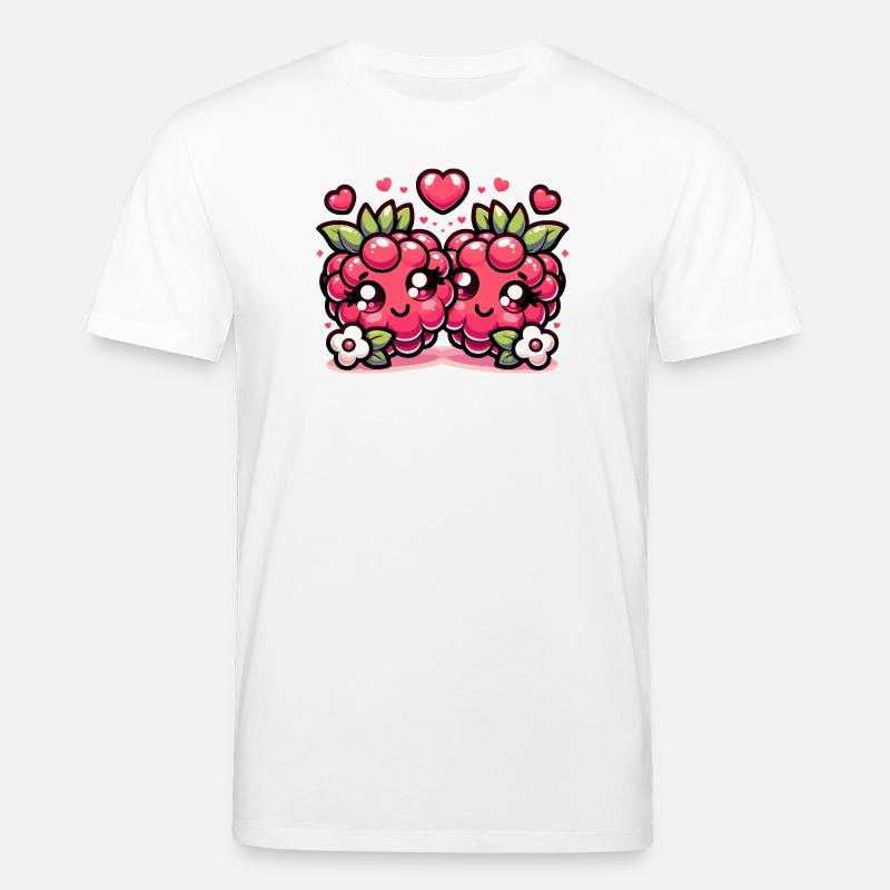 Süßes T-Shirt-Design mit Himbeeren - Stanley/Stella Unisex Bio-T-Shirt CREATOR - Weiß