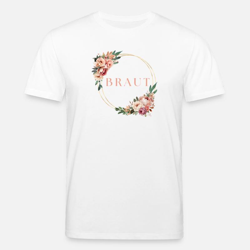 Team Braut! Blumenkranz Personalisierbar - Stanley/Stella Unisex Bio-T-Shirt CREATOR  - Weiß