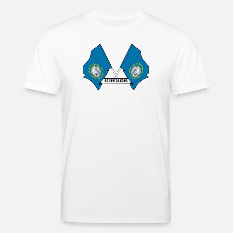 Deux drapeaux texte DAKOTA du Sud - T-shirt bio CREATOR Stanley/Stella Unisexe - blanc