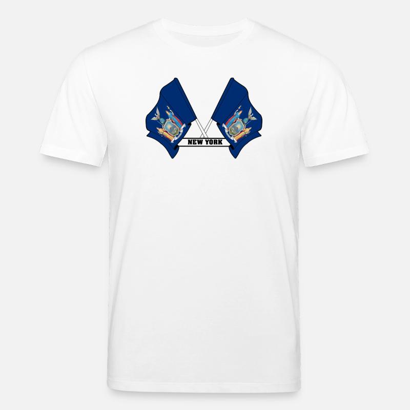 Deux drapeaux texte NEW YORK - T-shirt bio CREATOR Stanley/Stella Unisexe - blanc