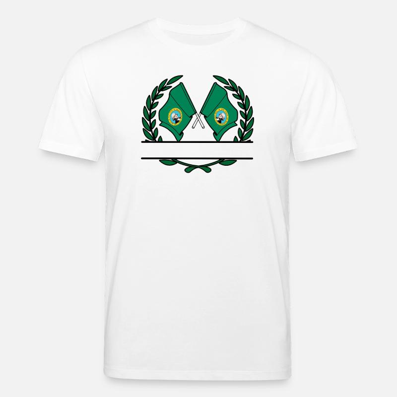 Drapeaux USA Washington laurier couronne bannière - T-shirt bio CREATOR Stanley/Stella Unisexe - blanc