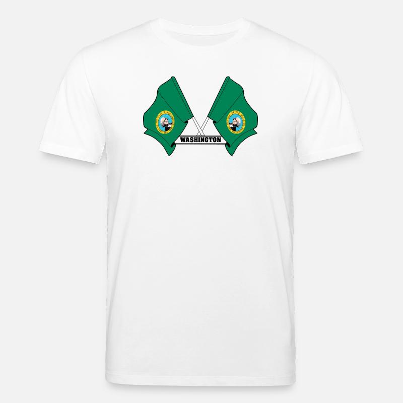 Zwei Flaggen mit dem Text WASHINGTON - Stanley/Stella Unisex Bio-T-Shirt CREATOR  - Weiß