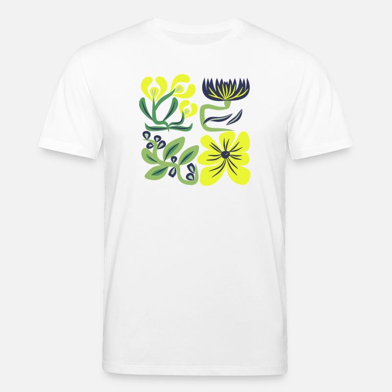 Neon Gelbe Blüten Muster - Stanley/Stella Unisex Bio-T-Shirt CREATOR  - Weiß