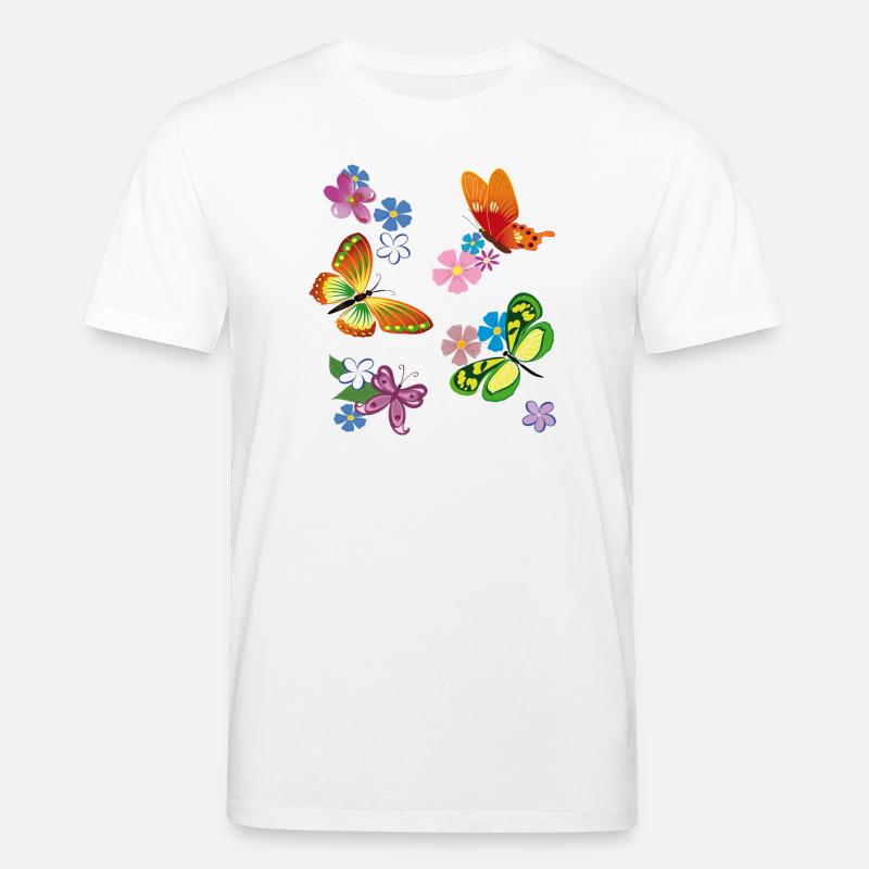 Fleurs, Fleurs, Papillon - T-shirt bio CREATOR Stanley/Stella Unisexe - blanc
