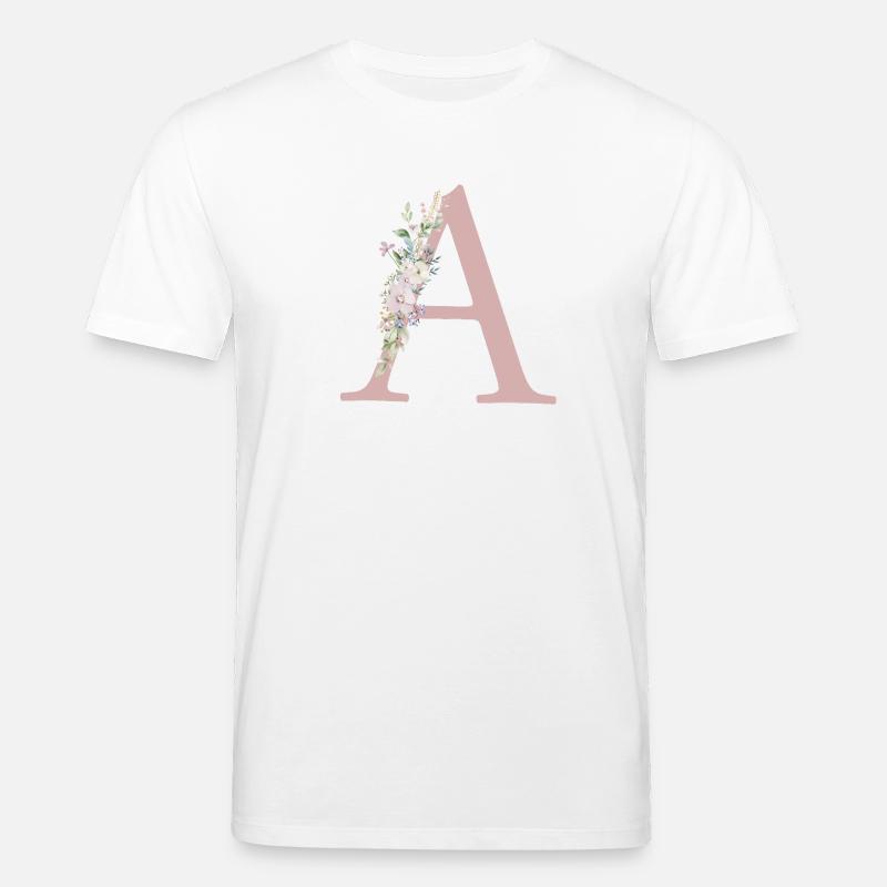 A Monogramm, Floral, personalisierbar - Stanley/Stella Unisex Bio-T-Shirt CREATOR  - Weiß