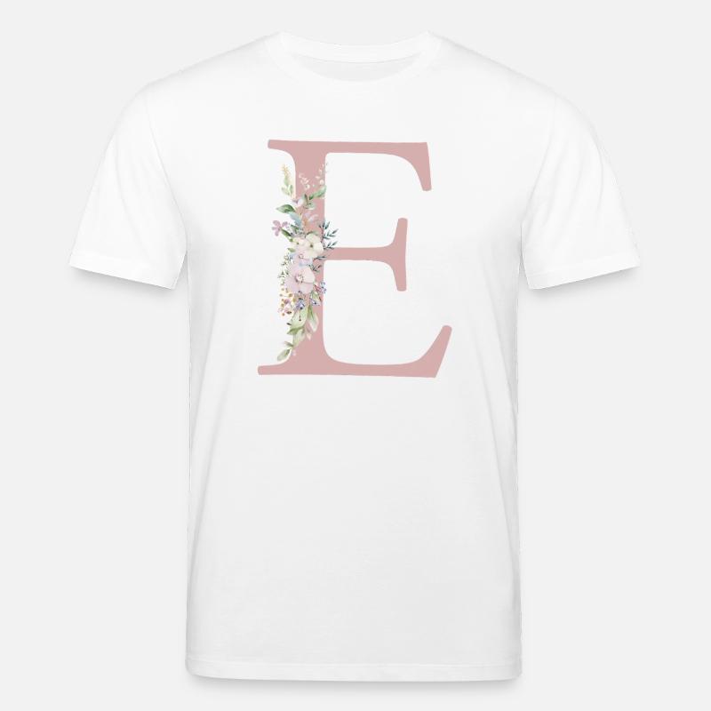 E Monogram, Floral, Personnalisable - T-shirt bio CREATOR Stanley/Stella Unisexe - blanc