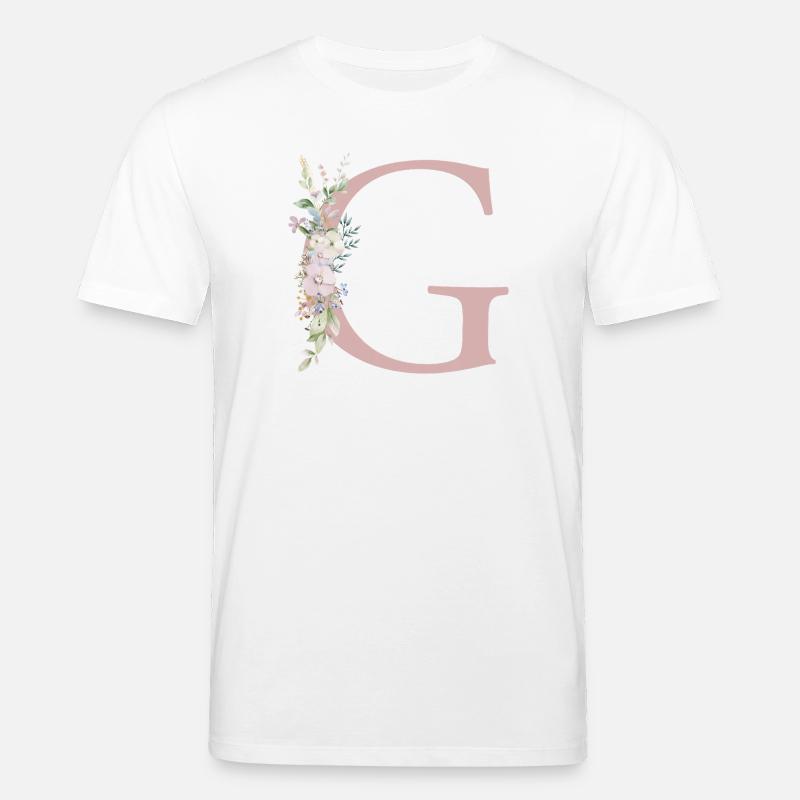 G Monogramm, Floral, personalisierbar - Stanley/Stella Unisex Bio-T-Shirt CREATOR  - Weiß