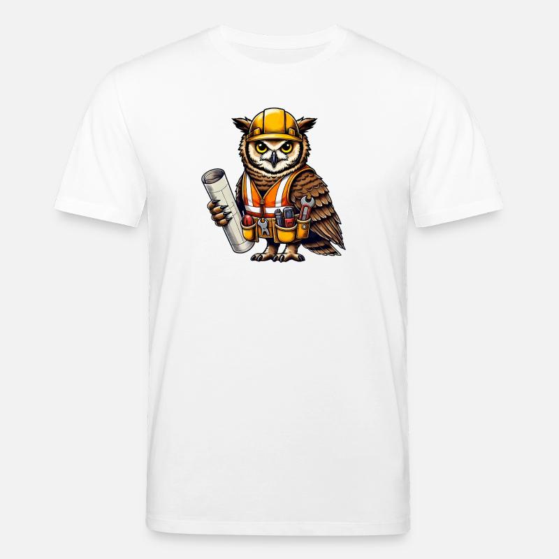 Bauarbeiter-Eule – Clever & Handwerklich! - Stanley/Stella Unisex Bio-T-Shirt CREATOR  - Weiß