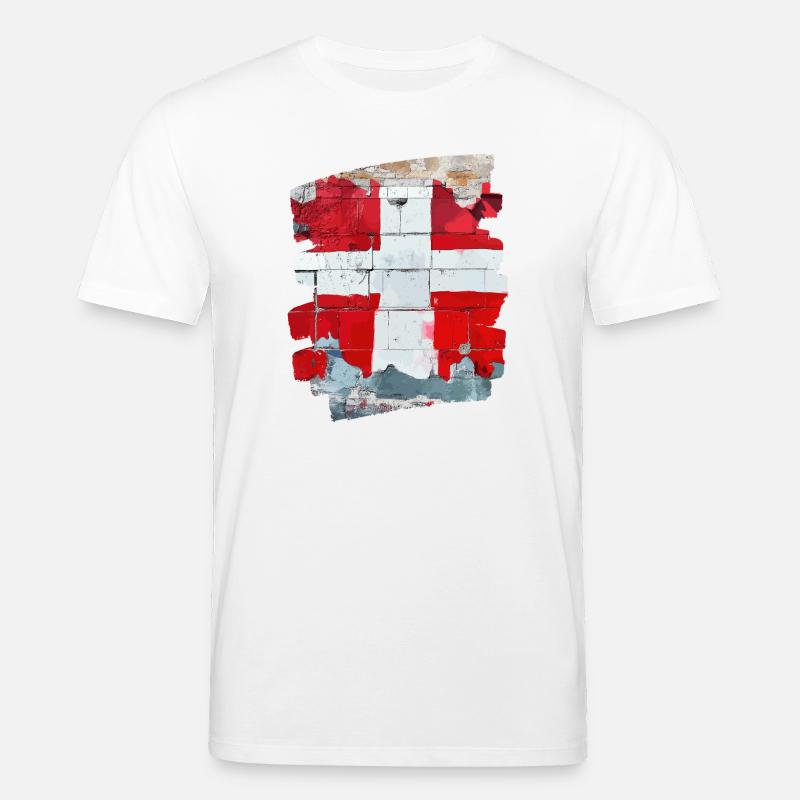 Drapeau du Danemark Dannebrog - T-shirt bio CREATOR Stanley/Stella Unisexe - blanc