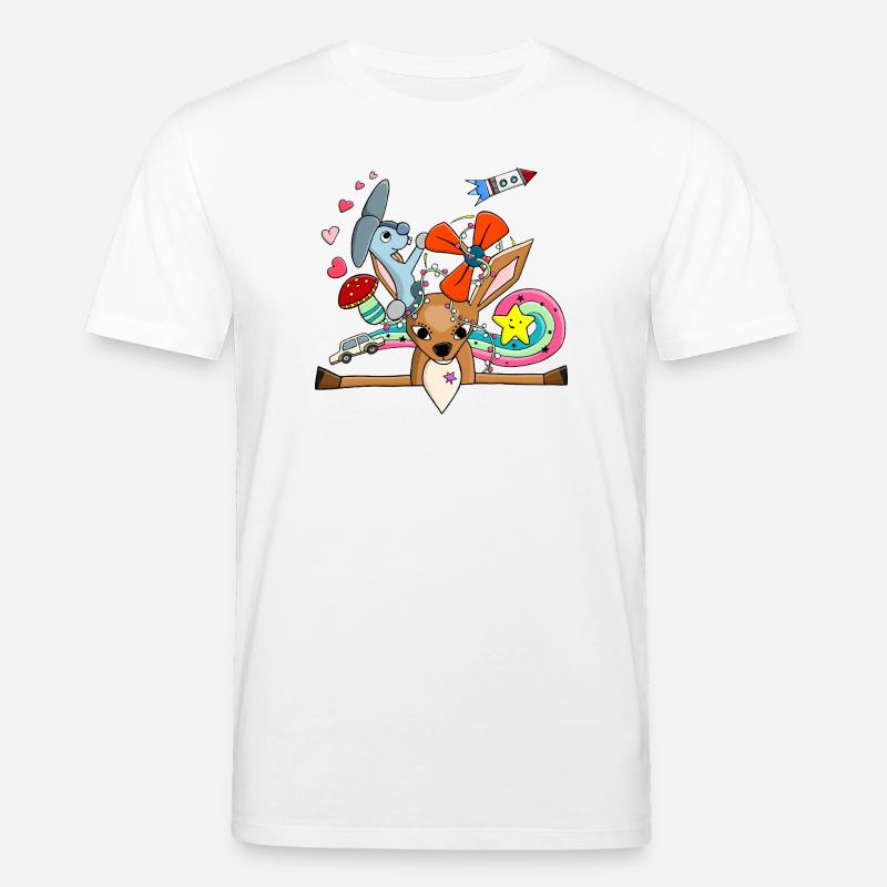 Süßes Reh, Hase Collage mit Regenbogen - Stanley/Stella Unisex Bio-T-Shirt CREATOR  - Weiß