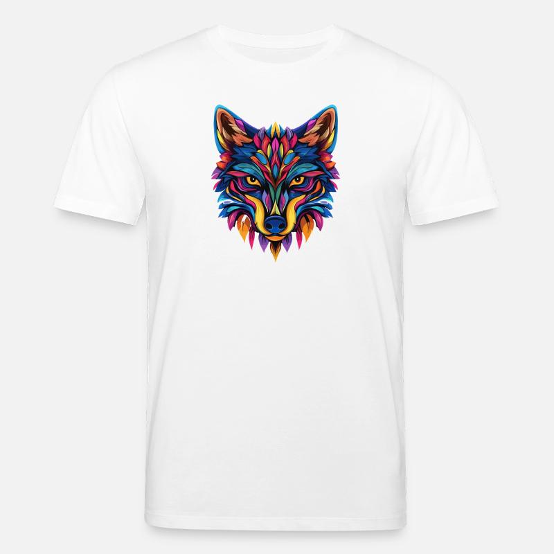 Bunte Wolf Illustration - Stanley/Stella Unisex Bio-T-Shirt CREATOR  - Weiß