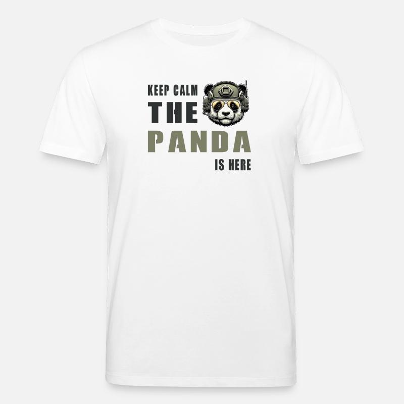 Panda tactique – Restez calme - T-shirt bio CREATOR Stanley/Stella Unisexe - blanc