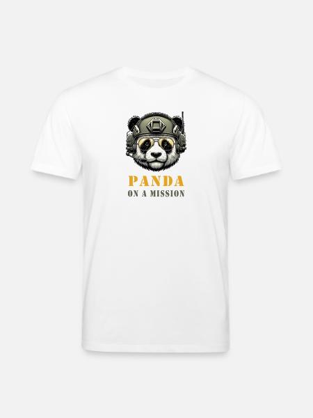 Panda in Mission / Military - Stanley/Stella CREATOR Unisex Organic T-Shirt - white