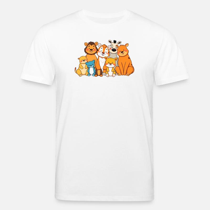 Playful Animal Family Comic Design - Stanley/Stella CREATOR Unisex Organic T-Shirt - white