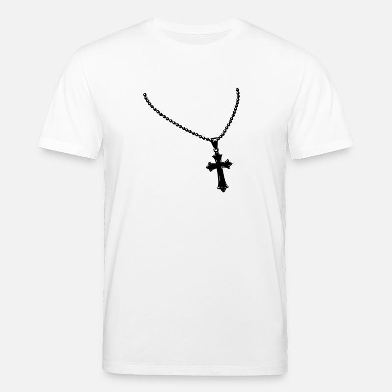Kette mit Kreuz - Stanley/Stella Unisex Bio-T-Shirt CREATOR  - Weiß