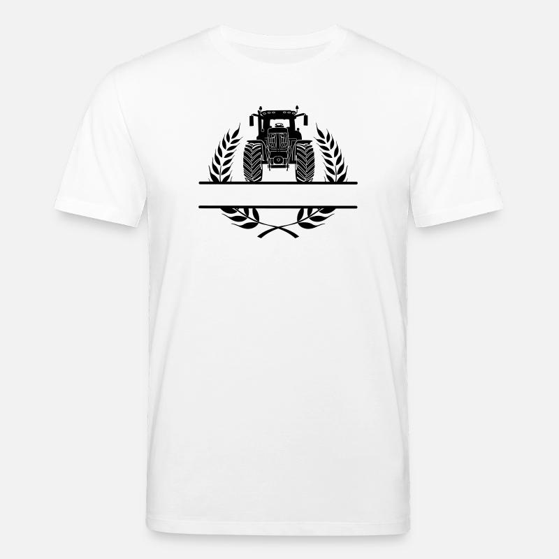 Traktor-Frontansicht im Lorbeerkranz - Stanley/Stella Unisex Bio-T-Shirt CREATOR  - Weiß