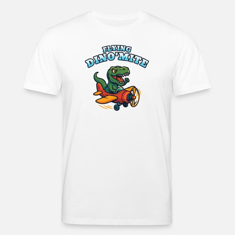 Fliegendes Dino'Mite-Flugzeug - Stanley/Stella Unisex Bio-T-Shirt CREATOR  - Weiß