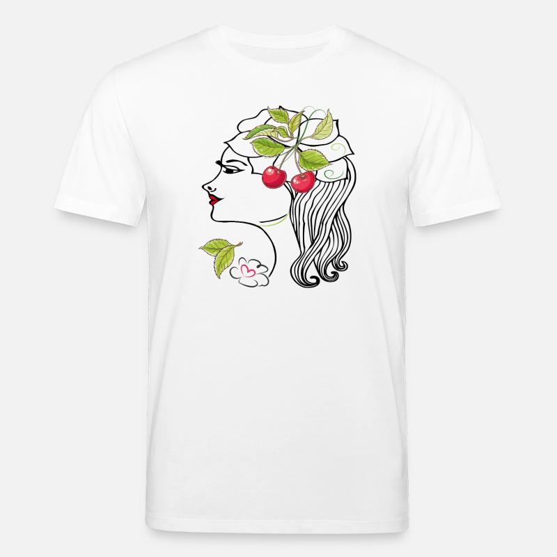 Frauenkopf mit Kirschen - Stanley/Stella Unisex Bio-T-Shirt CREATOR  - Weiß