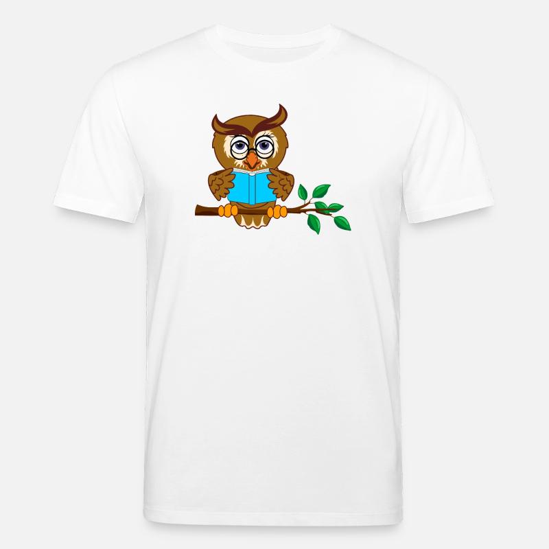Ast Eule mit blauem Buch - Stanley/Stella Unisex Bio-T-Shirt CREATOR  - Weiß