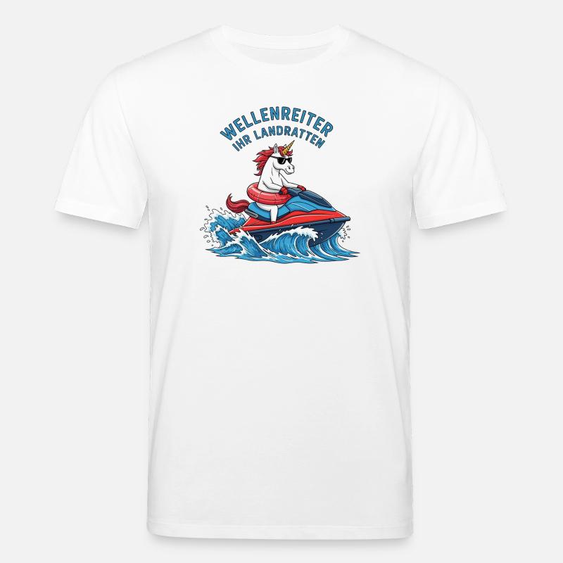 Cooles Jetski Einhorn - Stanley/Stella Unisex Bio-T-Shirt CREATOR  - Weiß