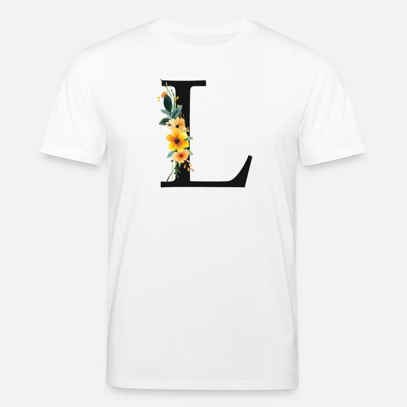 L Monogramm, Floral, personalisierbar - Stanley/Stella Unisex Bio-T-Shirt CREATOR  - Weiß
