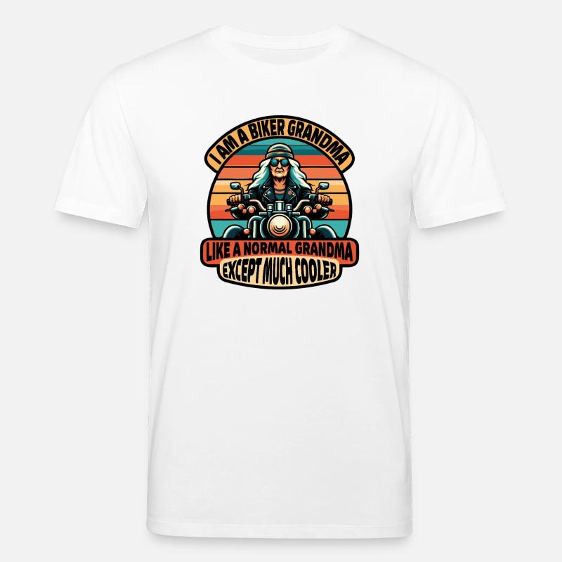 Biker-Oma mit cooler Attitüde - Stanley/Stella Unisex Bio-T-Shirt CREATOR  - Weiß