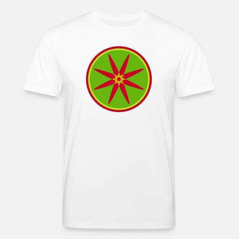 Mandala élégant avec des feuilles rouges - T-shirt bio CREATOR Stanley/Stella Unisexe - blanc