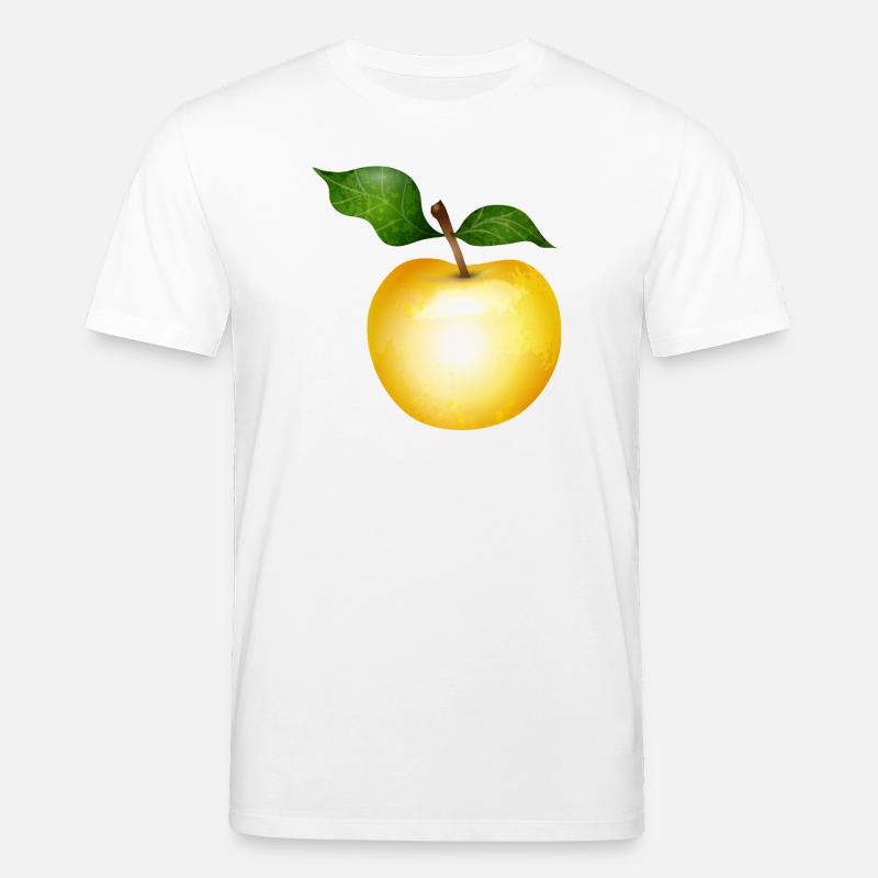 Pomme dorée avec illustration de feuilles vertes - T-shirt bio CREATOR Stanley/Stella Unisexe - blanc