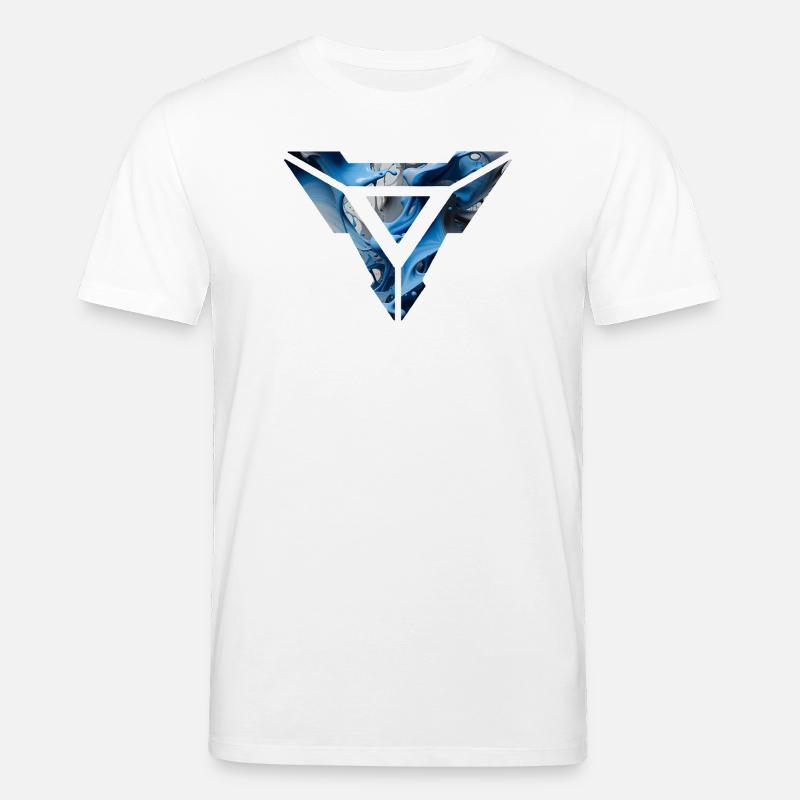 Abstract Blue Fluid Triangular Design - Stanley/Stella CREATOR Unisex Organic T-Shirt - white