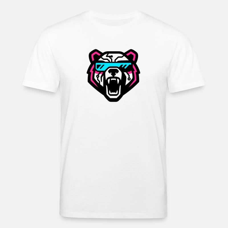 Cyber-Bär mit Neon-Visor - Stanley/Stella Unisex Bio-T-Shirt CREATOR  - Weiß