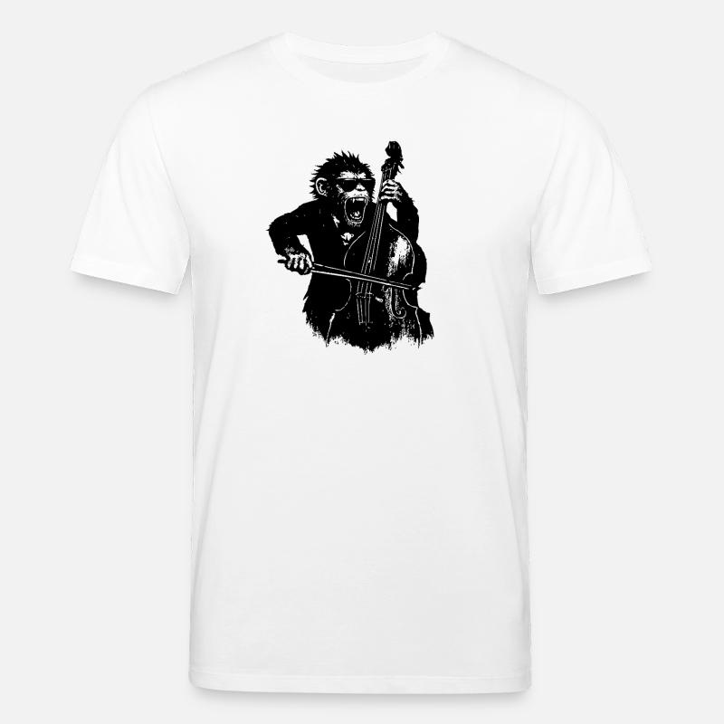 Wilder Affe am Cello - Stanley/Stella Unisex Bio-T-Shirt CREATOR  - Weiß