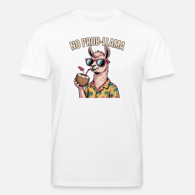 Pas de problème Llama Lama drôle - T-shirt bio CREATOR Stanley/Stella Unisexe - blanc