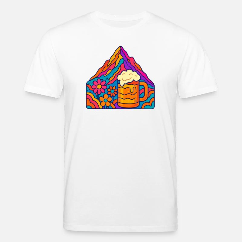 Lebendige Berglandschaft mit Bierglas - Stanley/Stella Unisex Bio-T-Shirt CREATOR  - Weiß