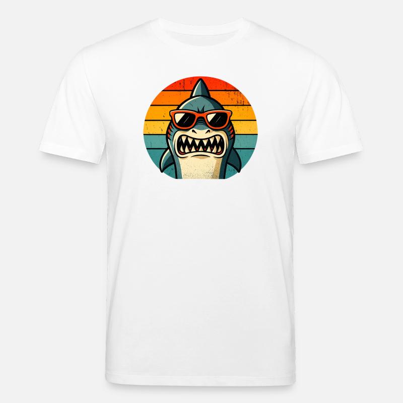 Cooler Hai mit Sonnenbrille - Stanley/Stella Unisex Bio-T-Shirt CREATOR - Weiß