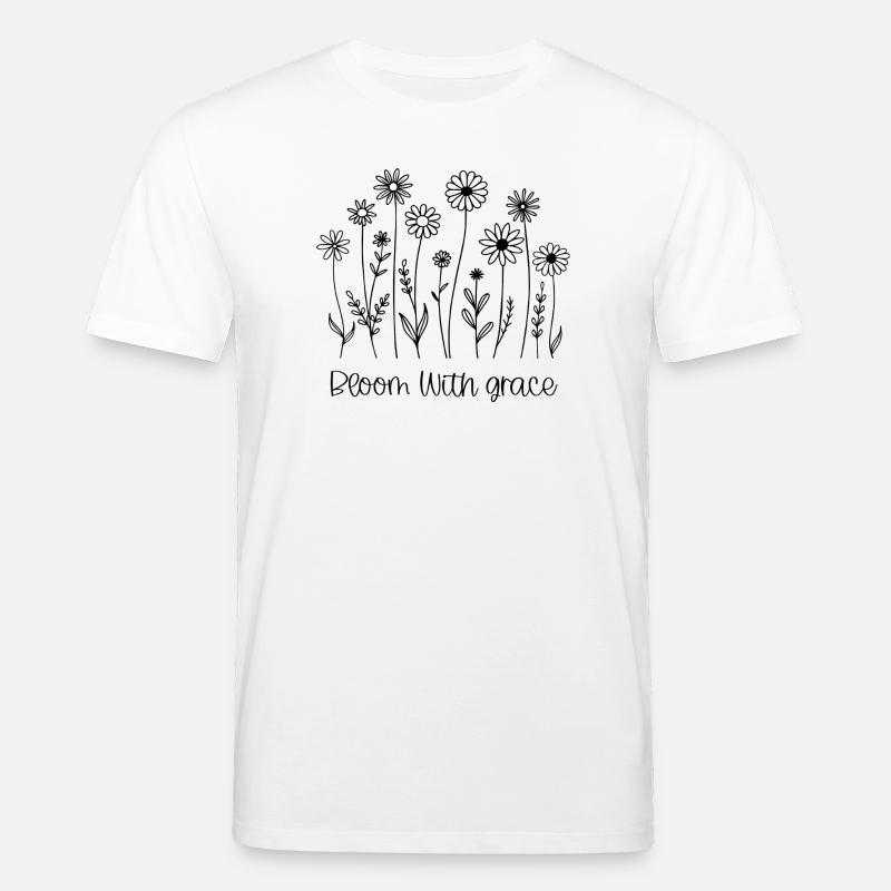 Blüte mit Anmut Wildblume Strichkunst - Stanley/Stella Unisex Bio-T-Shirt CREATOR  - Weiß