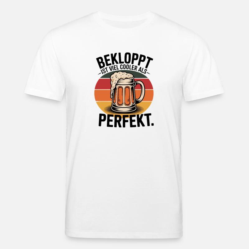 Retro Bierkrug mit schäumendem Bier - Stanley/Stella Unisex Bio-T-Shirt CREATOR  - Weiß