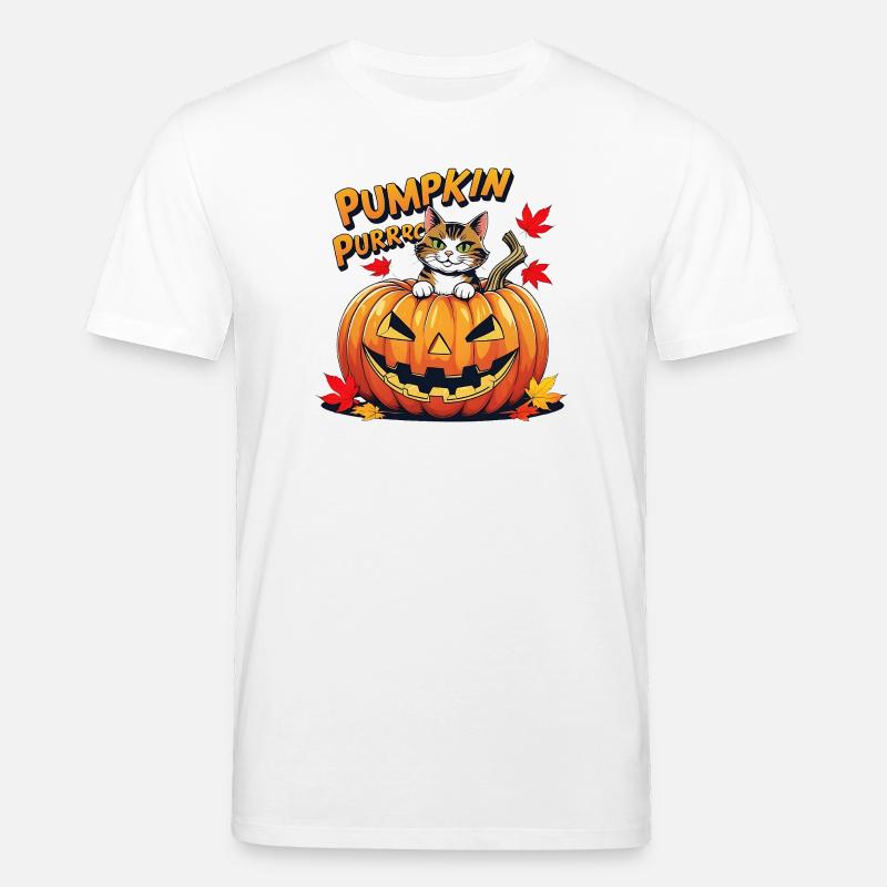 Conception de citrouille d’Halloween pour chat - T-shirt bio CREATOR Stanley/Stella Unisexe - blanc