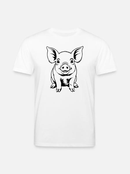 Pig Sow Piglet Piglet Sketch Drawing - Stanley/Stella CREATOR Unisex Organic T-Shirt - white