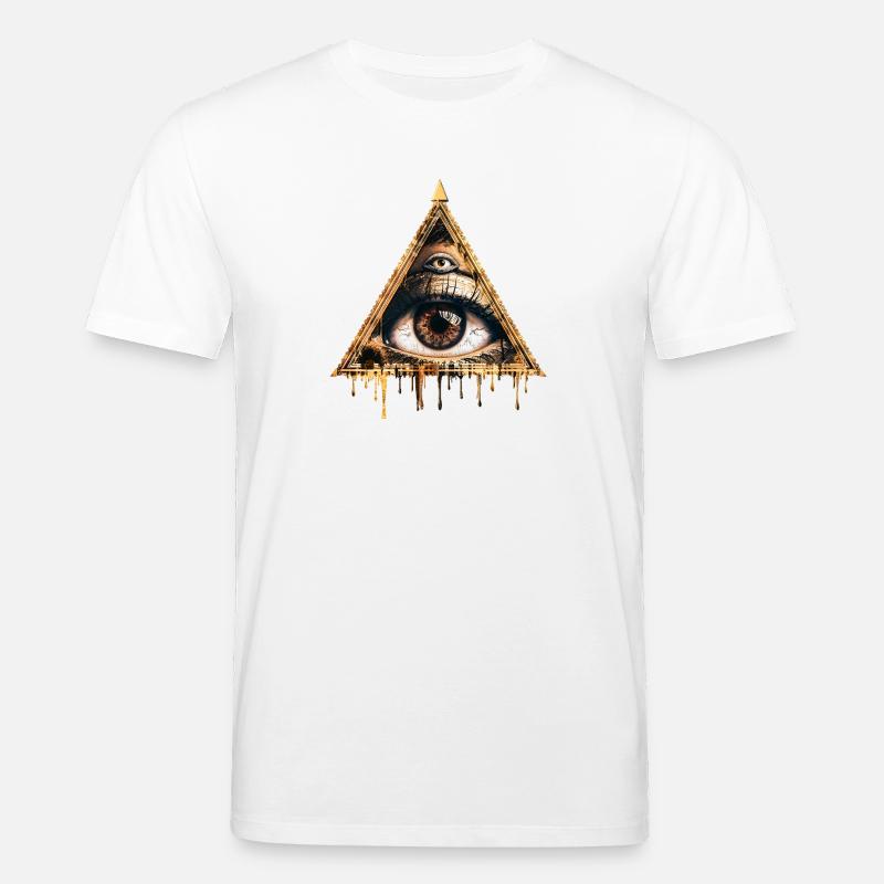 Œil mystique dans triangle doré - T-shirt bio CREATOR Stanley/Stella Unisexe - blanc