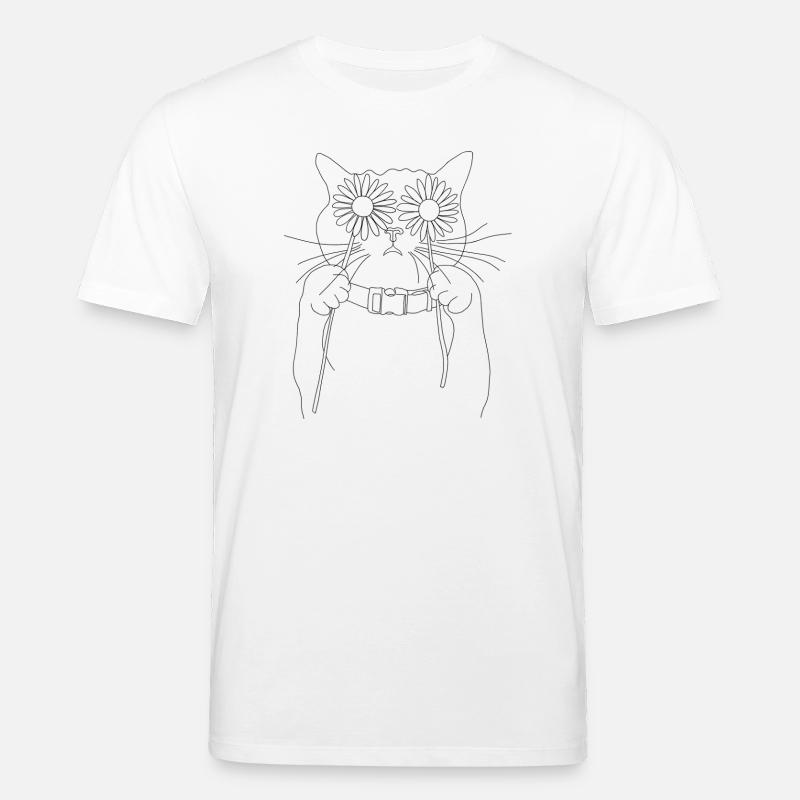 Katze mit Gänseblümchen - Stanley/Stella Unisex Bio-T-Shirt CREATOR  - Weiß