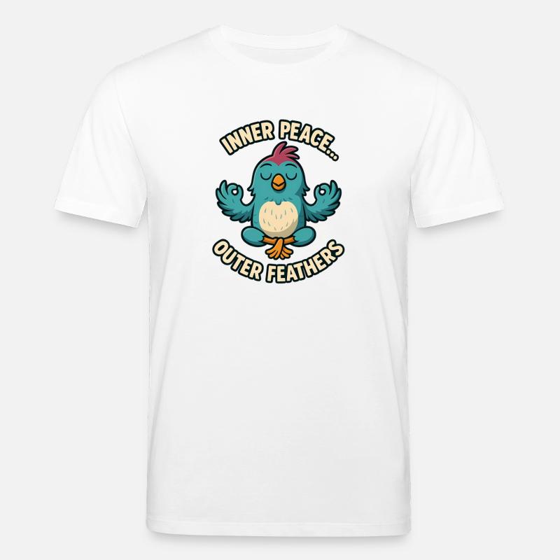 Inner Peace Outer Feather Design - Stanley/Stella CREATOR Unisex Organic T-Shirt - white