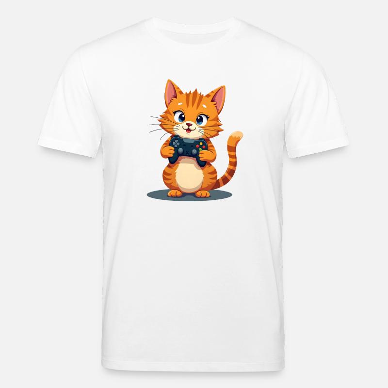 Kätzchen mit Spielecontroller - Stanley/Stella Unisex Bio-T-Shirt CREATOR  - Weiß